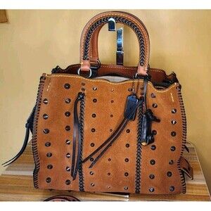 COACH 1941 SUEDE Western Whipstitch Studded Rogue 36